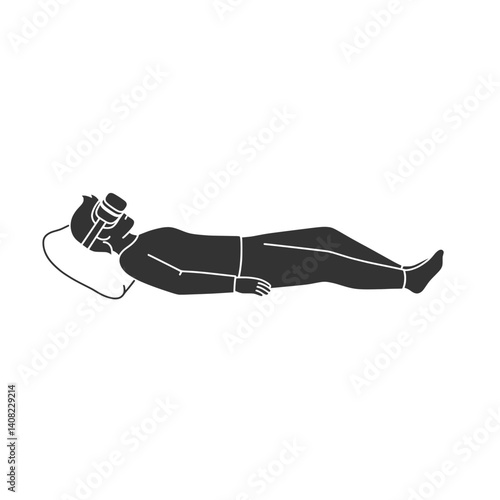 VR Relaxation Therapy Lying Down Headset Silhouette Vector