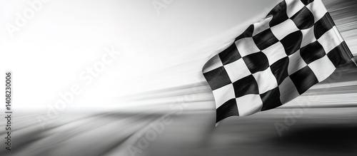 Obraz na płótnie Waving black-and-white checkered flag, iconic in motorsports. Represents race conclusions and competitive spirit. w salonie