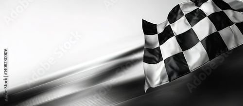 Obraz na płótnie Waving black-and-white checkered flag, iconic in motorsports. Represents race conclusions and competitive spirit. w salonie