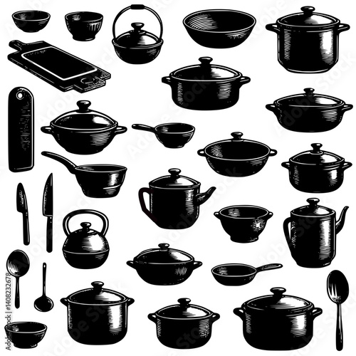 set of kitchen utensils
