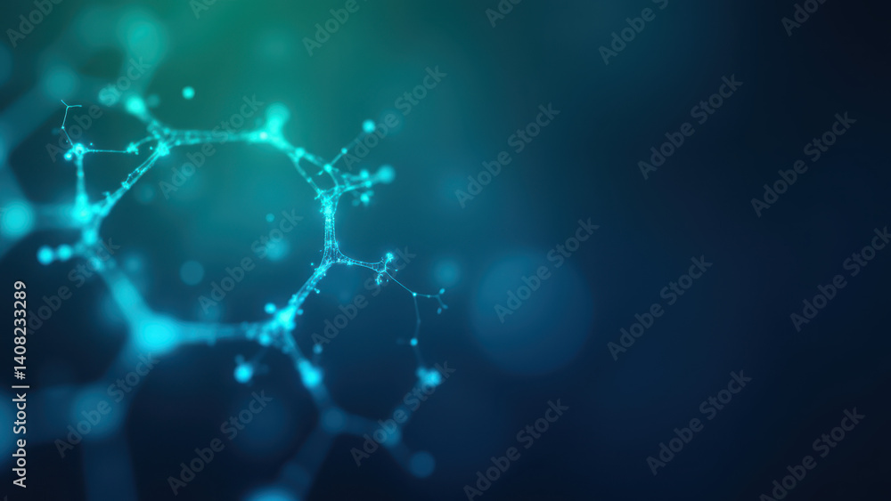 Image depicts a graphic representation of the molecular structure of GLP-1 (Glucagon-like peptide-1) with a futuristic background. Image depicts a graphic representation of the molecular structure of GLP-1 (Glucagon-like peptide-1) with a futuristic background.