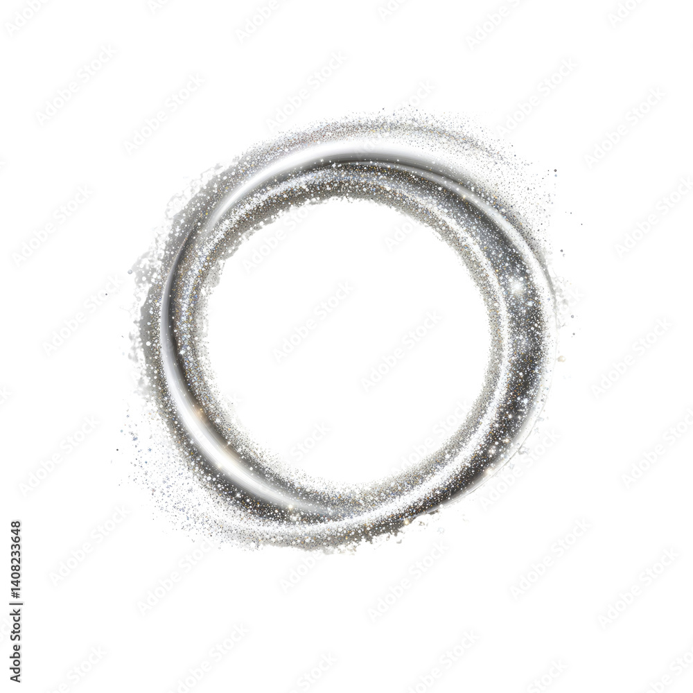 Sparkling Silver Circular Frame with Glowing Particles Sparkling Silver Circular Frame with Glowing Particles
