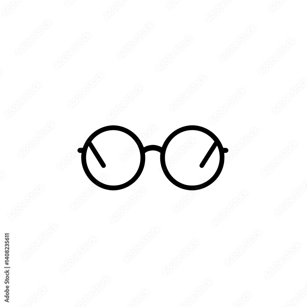 Simple Line Art Illustration of Round Eyeglasses Simple Line Art Illustration of Round Eyeglasses