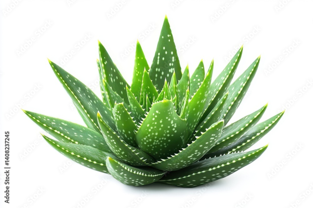 Fototapeta premium Aloe vera plant close up image on white background