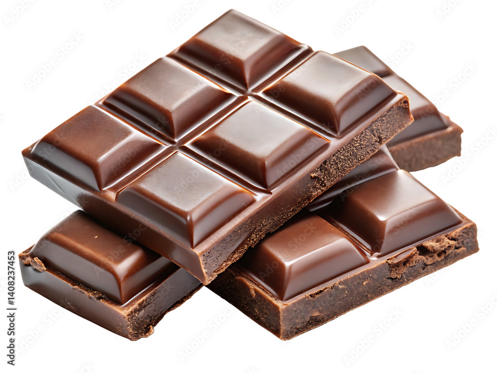 Chocolate bar pieces isolated on white background PNG Chocolate bar pieces isolated on white background PNG