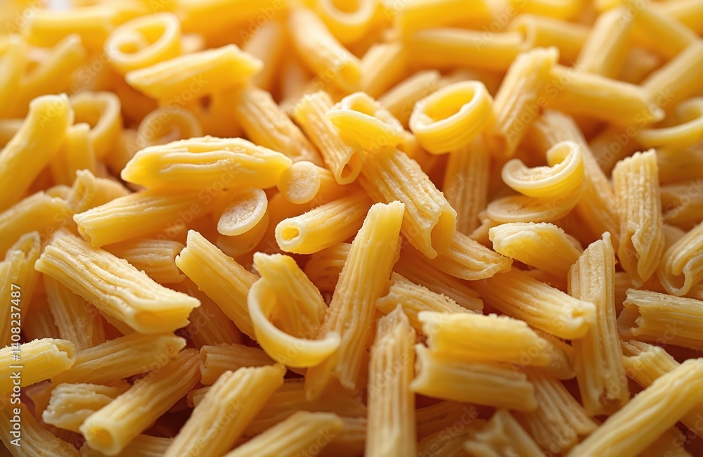 Pile golden pasta texture. Dry italian raw macaroni assortment. Variety of shapes penne, rigatoni, elbows, shells, rotini. Ingredient for cooking. Culinary art background with mixed shapes. Variety Pile golden pasta texture. Dry italian raw macaroni assortment. Variety of shapes penne, rigatoni, elbows, shells, rotini. Ingredient for cooking. Culinary art background with mixed shapes. Variety