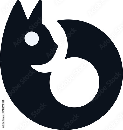 Black silhouette of a cat with expressive posture