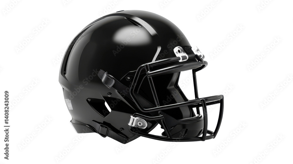 Naklejka premium Black Football Helmet PNG Isolated on White Background for Sports