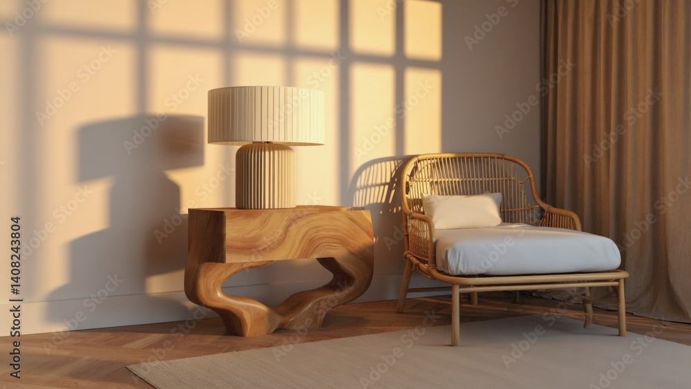 Warm, modern space with natural light and minimalist design.