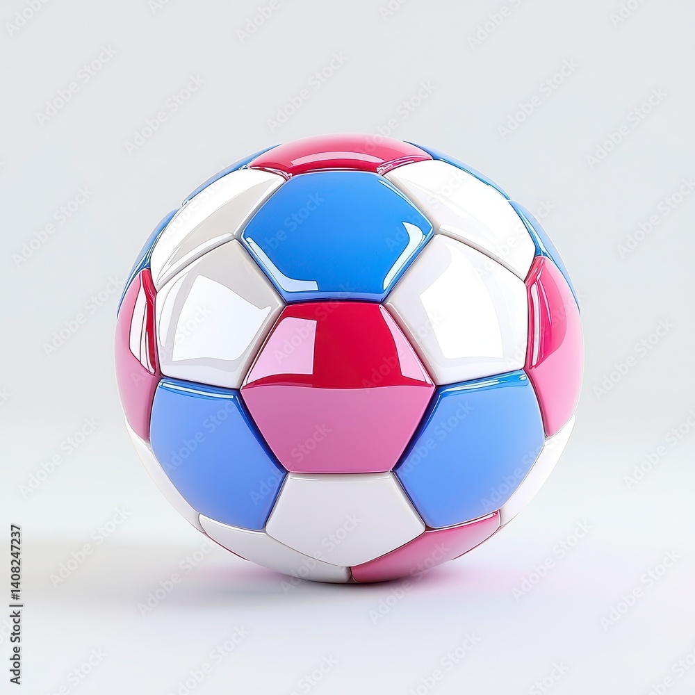 Obraz premium Colorful Soccer Ball with Hexagonal Patterns and Glossy Finish