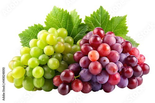 red and green grapes  isolated on white background PNG