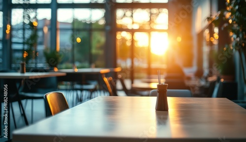 Wallpaper Mural Sunset Glow in a Modern Cafe: Empty Table Awaits Torontodigital.ca