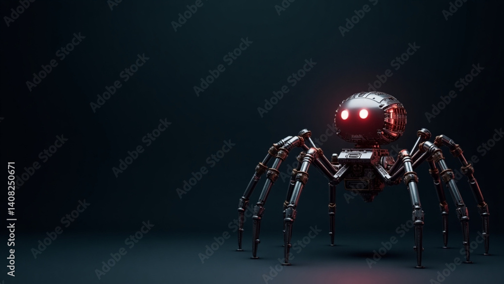 Fototapeta premium spider robot on a black background