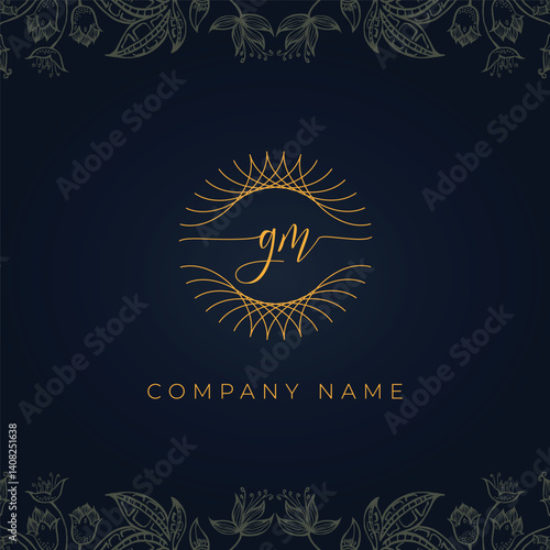Elegant luxury letter GM logo.