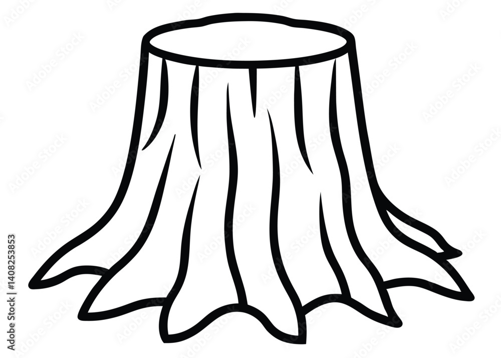 Tree stump line art silhouette vector for nature, forest, and environmental themes Tree stump line art silhouette vector for nature, forest, and environmental themes