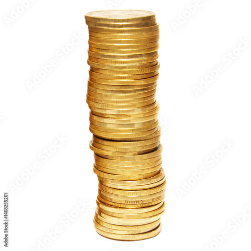 Obraz na płótnie Stock of gold coins, money finance concept in PNG isolated on transparent background w salonie