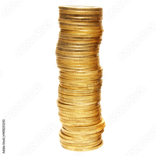 Obraz na płótnie Stock of gold coins, money finance concept in PNG isolated on transparent background w salonie