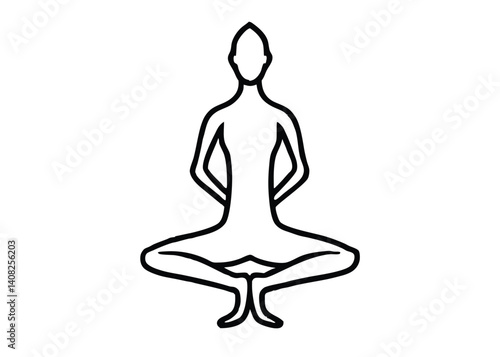 Yoga pose line art silhouette vector for wellness, meditation, and fitness themes
