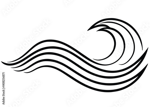 Wave line art silhouette vector for ocean, water, and nature themes
