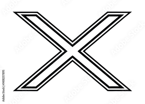 X mark line art silhouette vector for rejection, error, and cancel themes