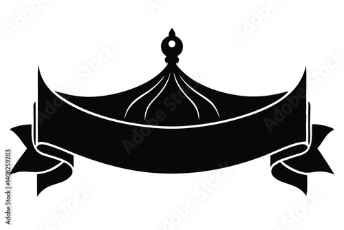 Elegant vintage banner with ribbons and a distinctive ornamental finial design