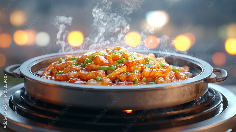 Delicious Stir-Fried Shrimp with Colorful Vegetables and Steam Delicious Stir-Fried Shrimp with Colorful Vegetables and Steam