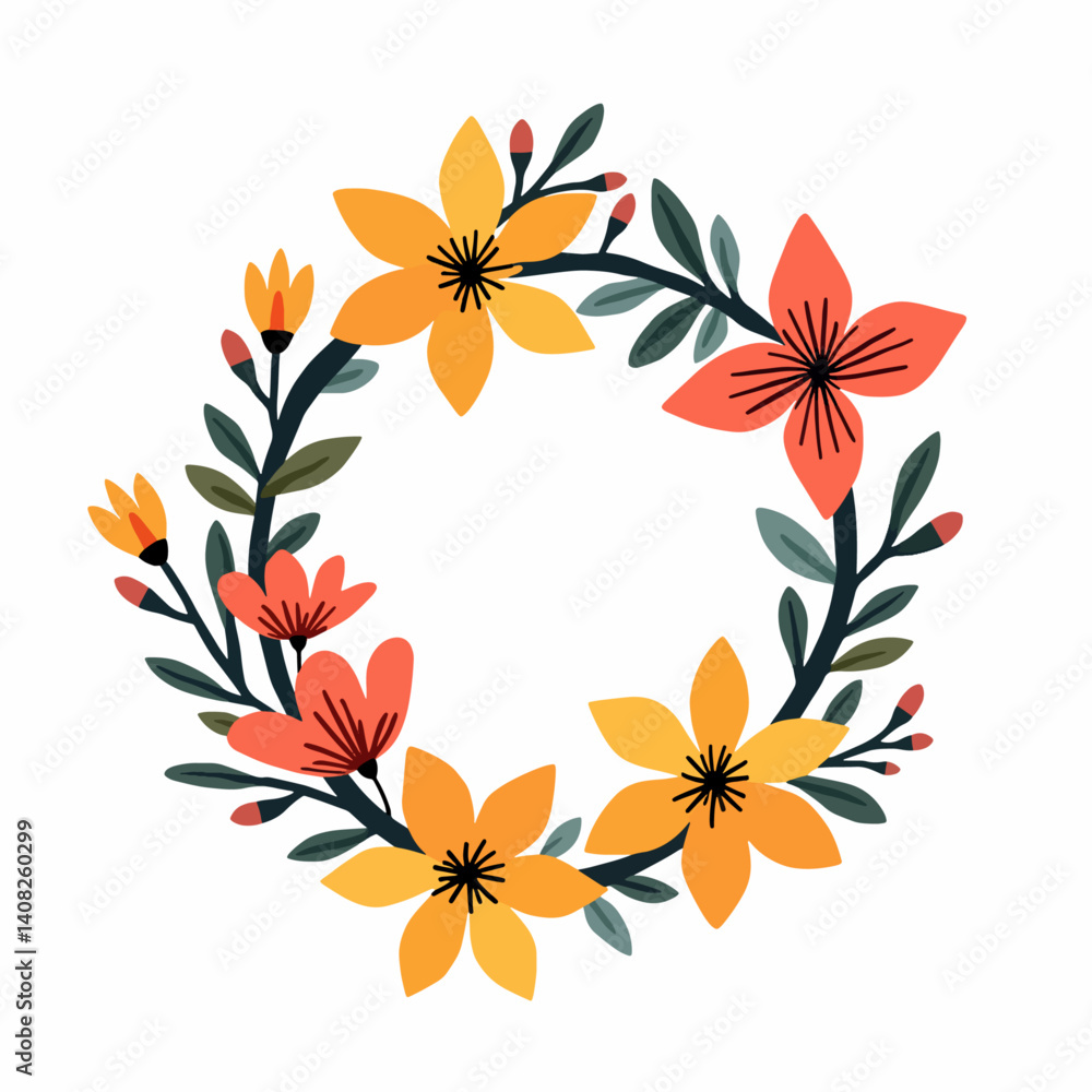 Obraz premium Flower wreaths vector illustration on a white background