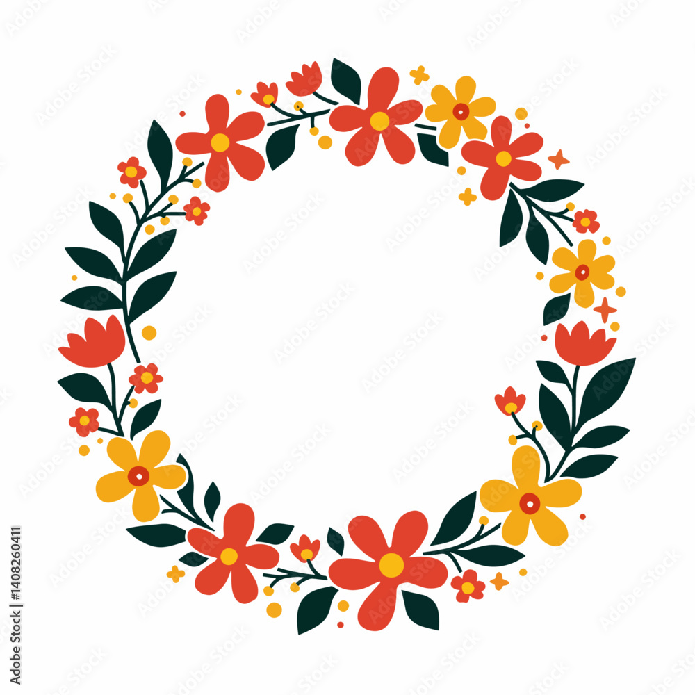 Fototapeta premium Flower wreaths vector illustration on a white background