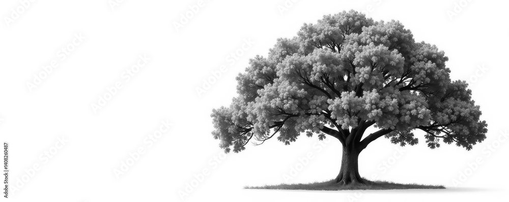 Fototapeta premium Lush green tree, isolated on white Vibrant foliage, full branches , vibrant, lush