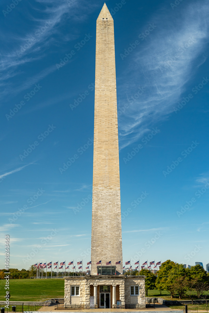 Washington Monument Framed by Autumn Trees on the National Mall
