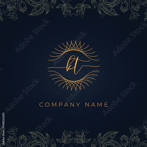 Elegant luxury letter KT logo.