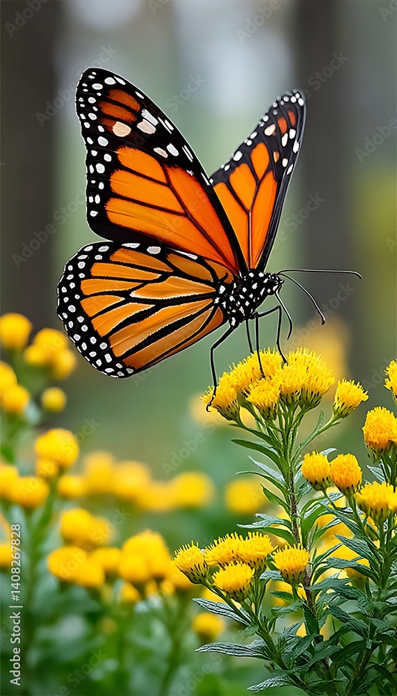 Obraz premium Monarch Butterfly on Yellow Flowers