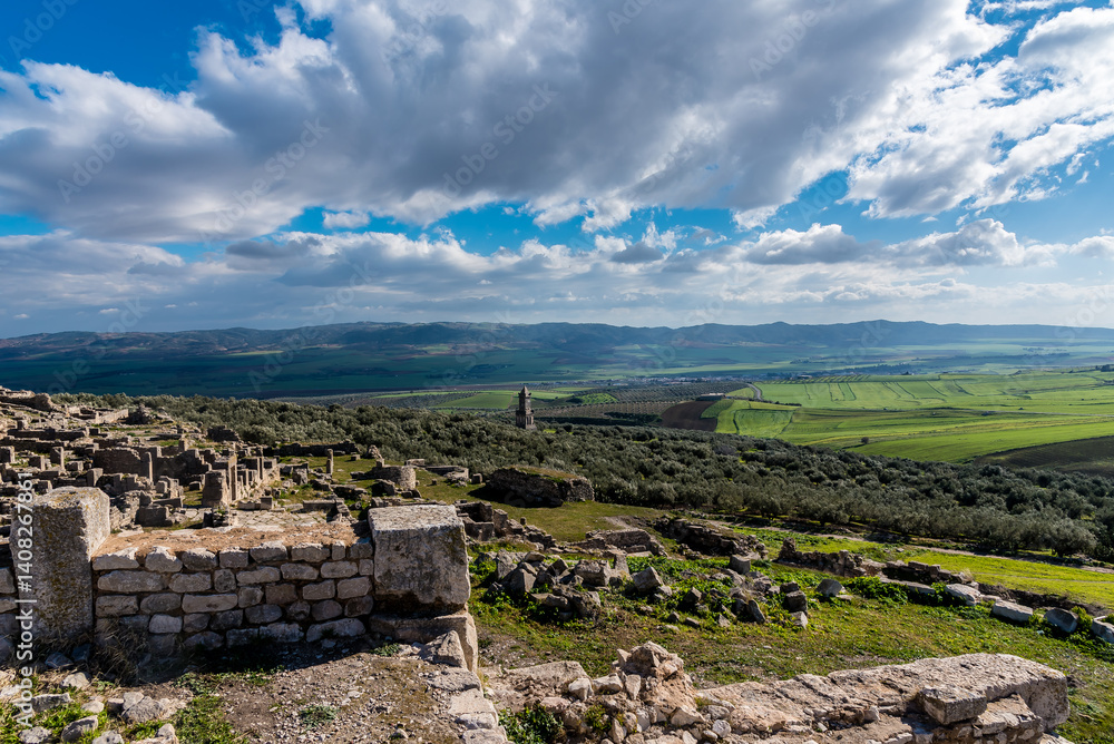 Ruins of Roman temples in Dougga, Tunisia