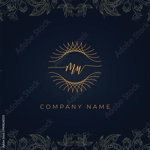 Elegant luxury letter MU logo.