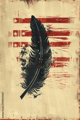 Patriotic Eagle Illustration with American Flag for Government or Military Design