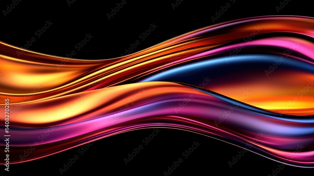 Multicolored wave on a black background with red, yellow, and blue wave Multicolored wave on a black background with red, yellow, and blue wave
