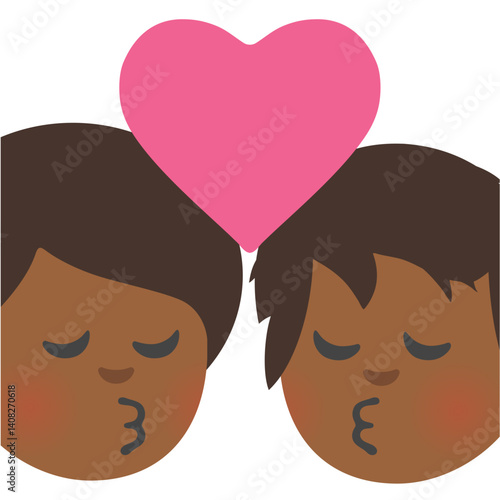 Couple Kiss: medium dark Woman, medium Dark-Skinned Man, Heart
