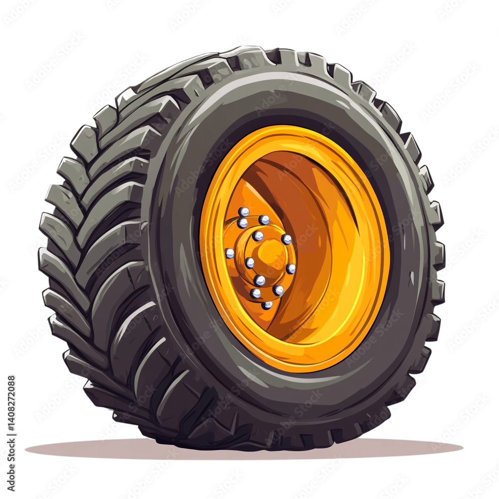 Fototapeta premium Large yellow rim and black tire illustration