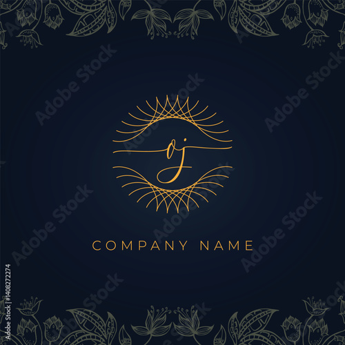 Elegant luxury letter OJ logo.