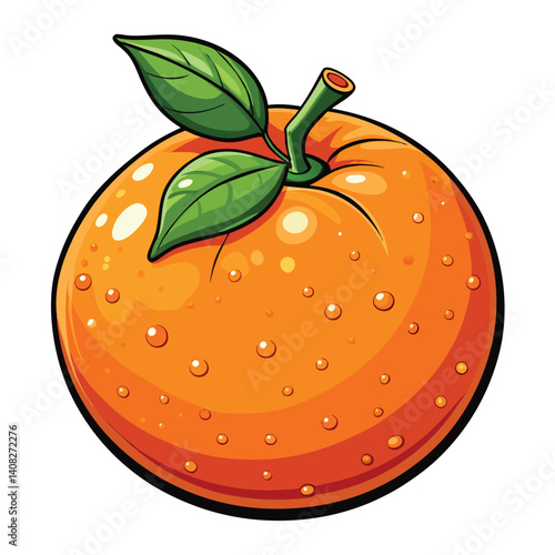 Vibrant Orange with Fresh Leaves
