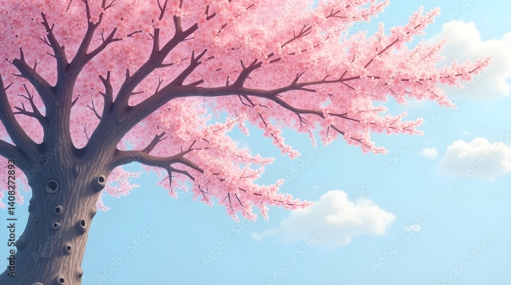 Fototapeta premium A lovely cherry tree with delicate blossoms. Gorgeous springtime flowers