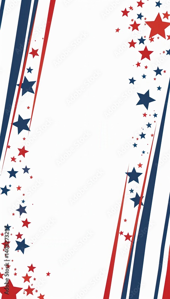 Minimalist Fourth of July Frame with Bold Stripes and Star Patterns for Patriotic Designs
