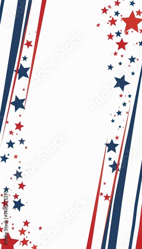 Obraz na płótnie Minimalist Fourth of July Frame with Bold Stripes and Star Patterns for Patriotic Designs w salonie