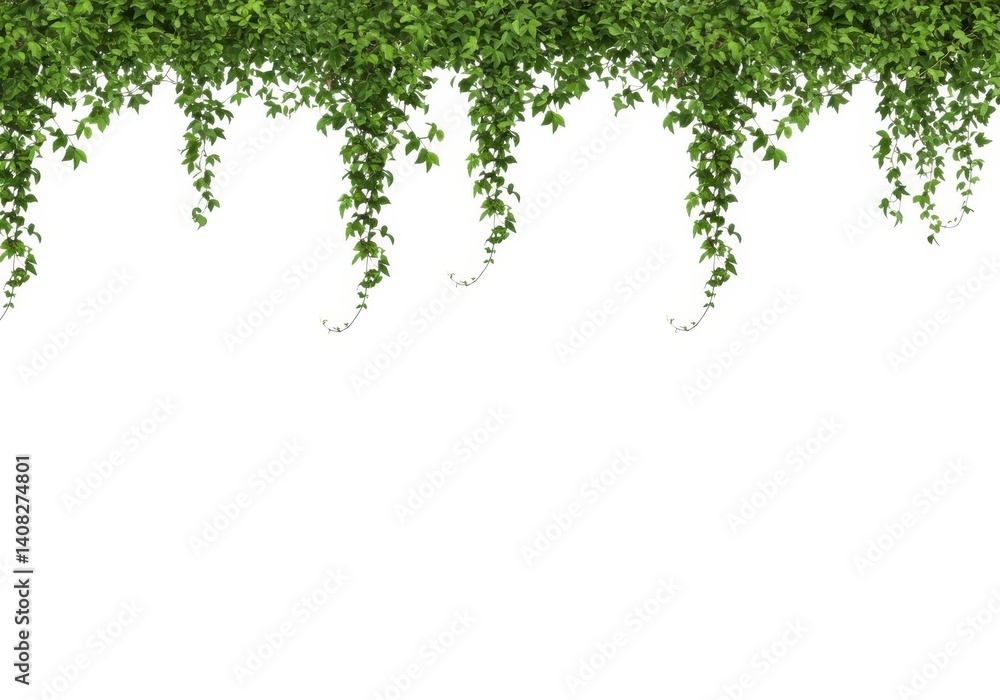 Naklejka premium Stock photo of green vines hanging isolated on white backdrop isolated on white background
