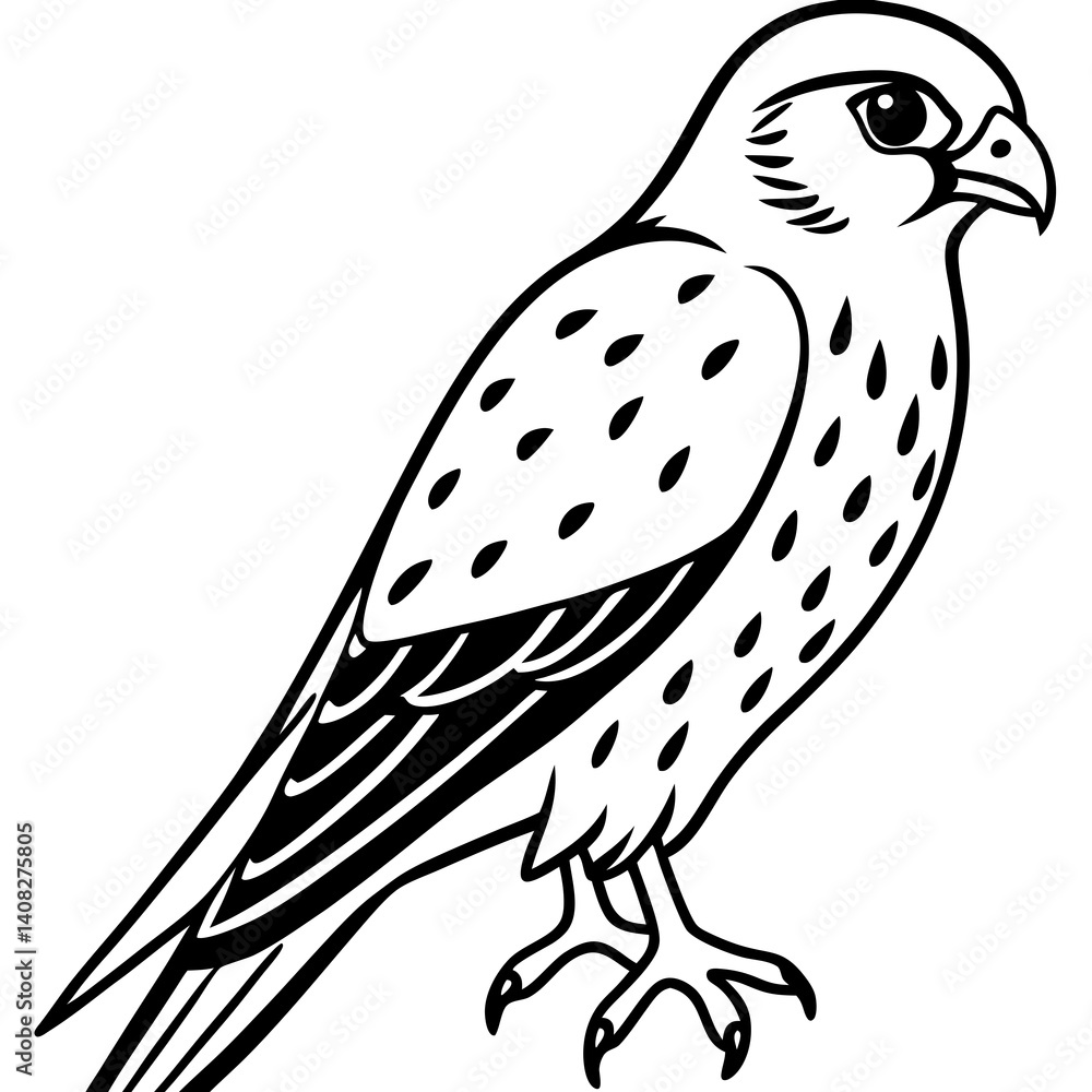 Fototapeta premium Minimal American Kestrel Vector Illustration on White Background