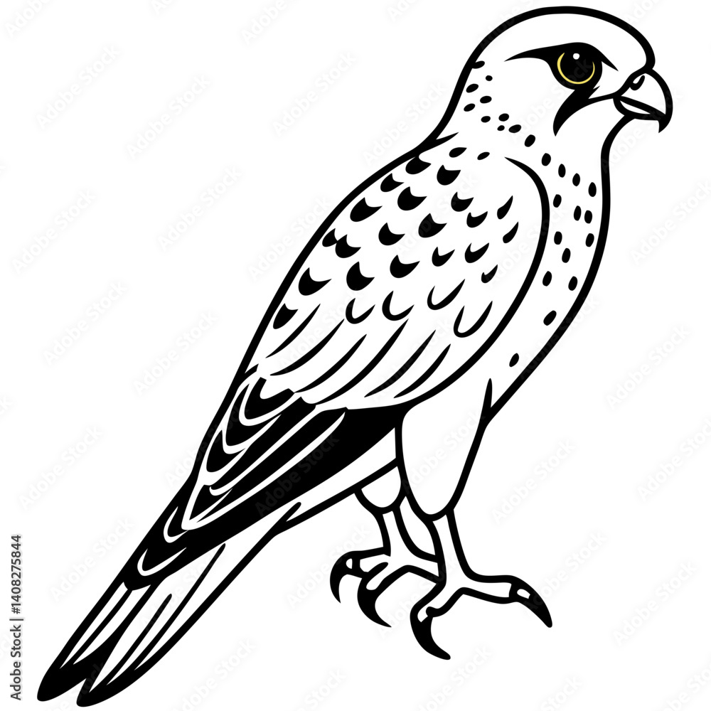 Fototapeta premium Minimal American Kestrel Vector Illustration on White Background
