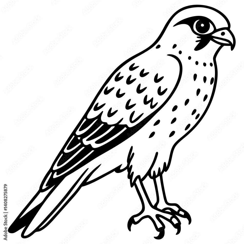 Obraz premium Minimal American Kestrel Vector Illustration on White Background