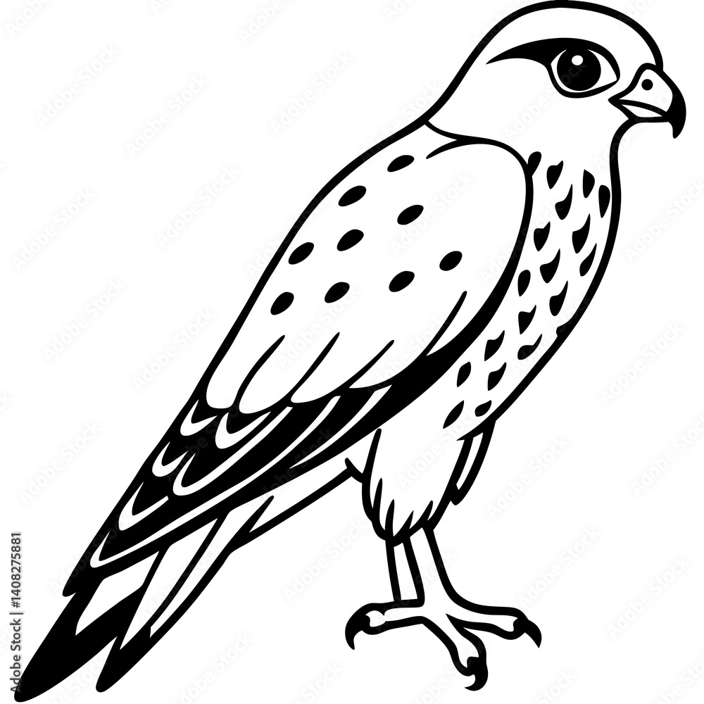 Fototapeta premium Minimal American Kestrel Vector Illustration on White Background