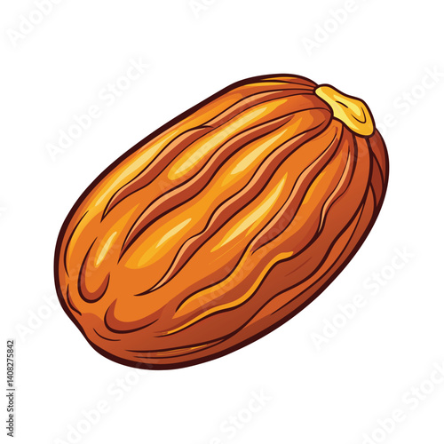 Illustration of a single, whole, dried date