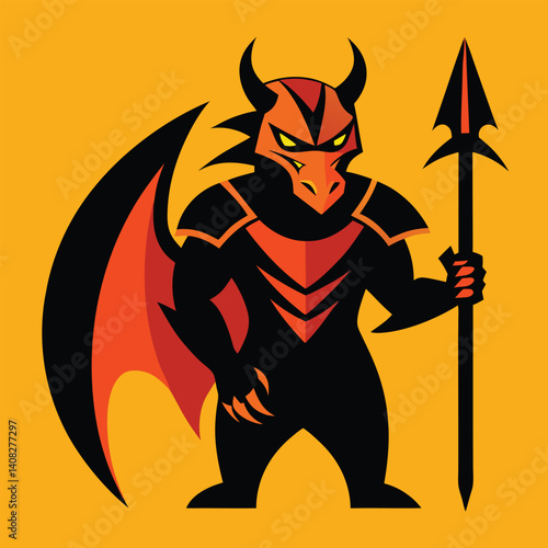 Evil vector devil illustration with fire design